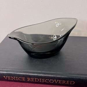 Vintage Heisey Smokey Glass Dawn Organic Leaf Jelly Condiment Dish